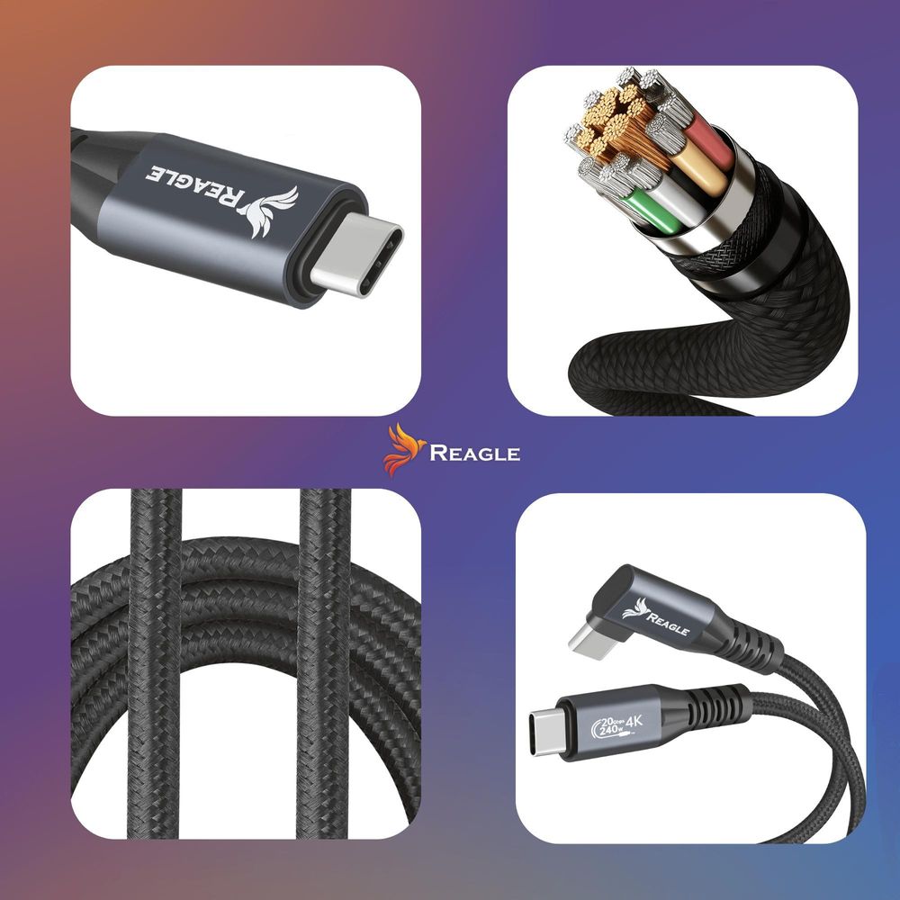 Usb C Angle 3M Ladenkabel Pd 240W Qc 4.0 Usb 3.2 Typ C 20Gbps 4K60Hz