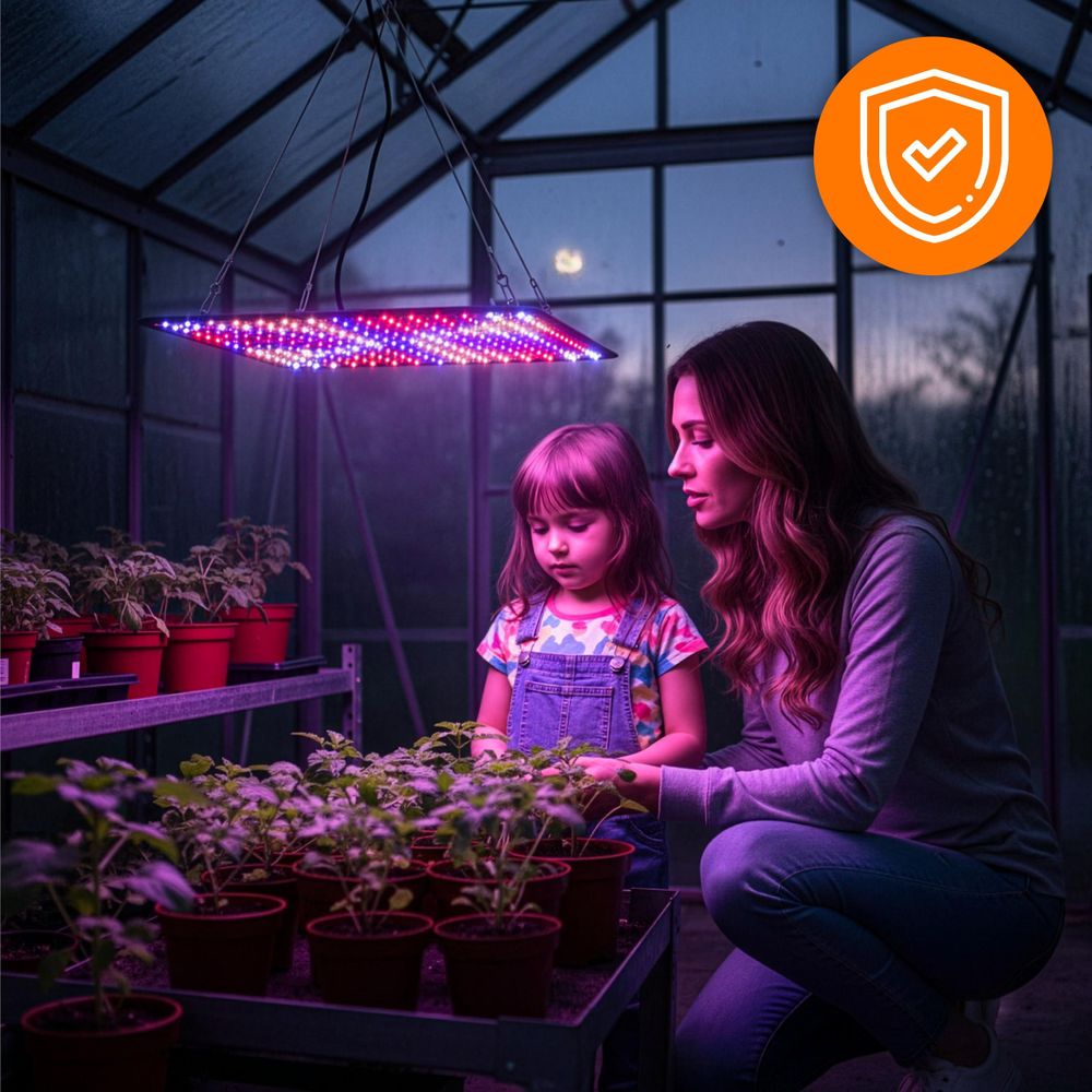 LED Pflanzenlampe 1000W Vollspektrum Panel, 225 LEDs Grow Light für Gemüse & Blumen, Ultra-Slim Pflanzenlicht 36W, EVI TECH UV LED Slim