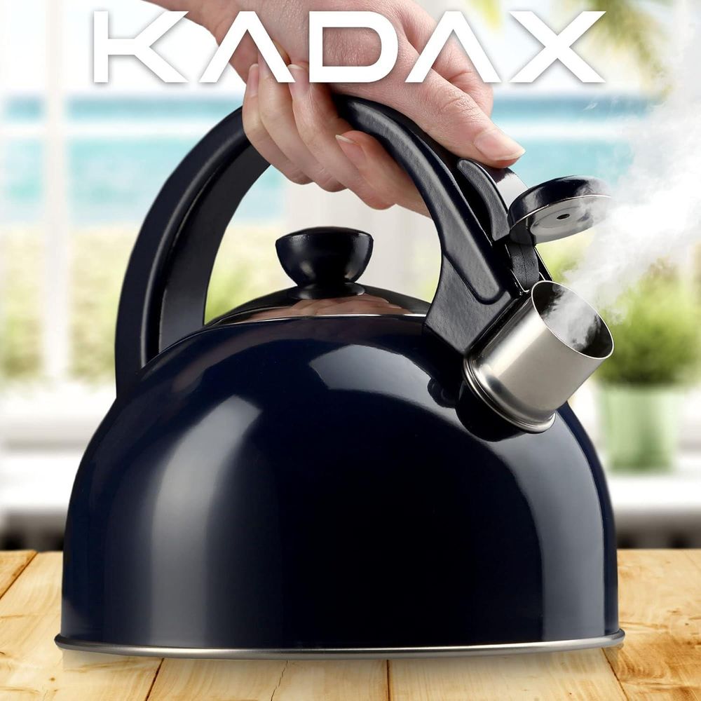 KADAX Wasserkessel "Vasto", Kessel aus Edelstahl für alle Herdarten, Marineblau, 1,7 L