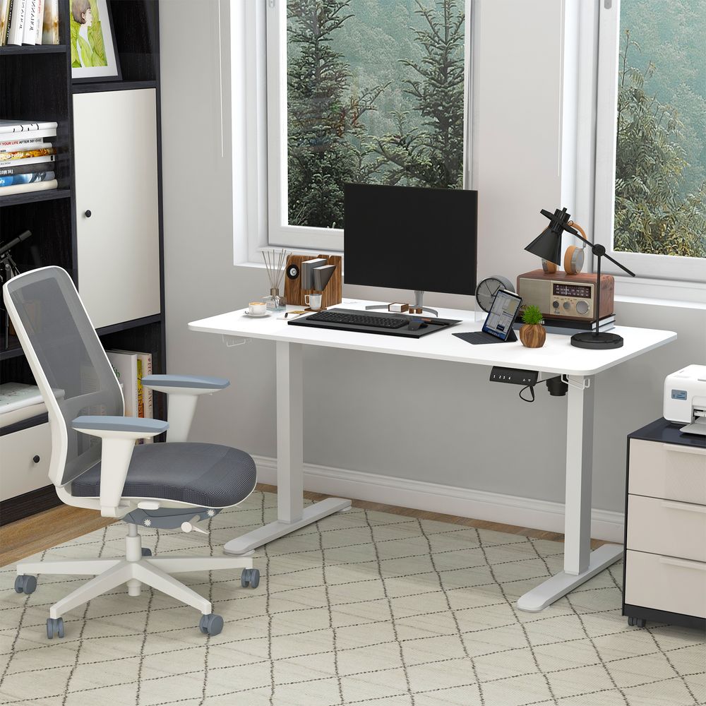 Vinsetto Höhenverstellbarer Schreibtisch 140 x 70cm Computertisch, Weiß