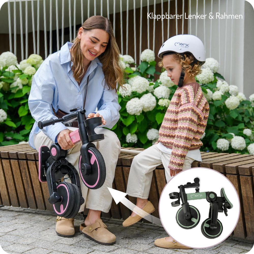 MoMi FILO 3-in-1 Kinderdreirad – klappbar per Knopfdruck, höhenverstellbarer Lenker und Sattel, für Kinder ab 1 Jahr