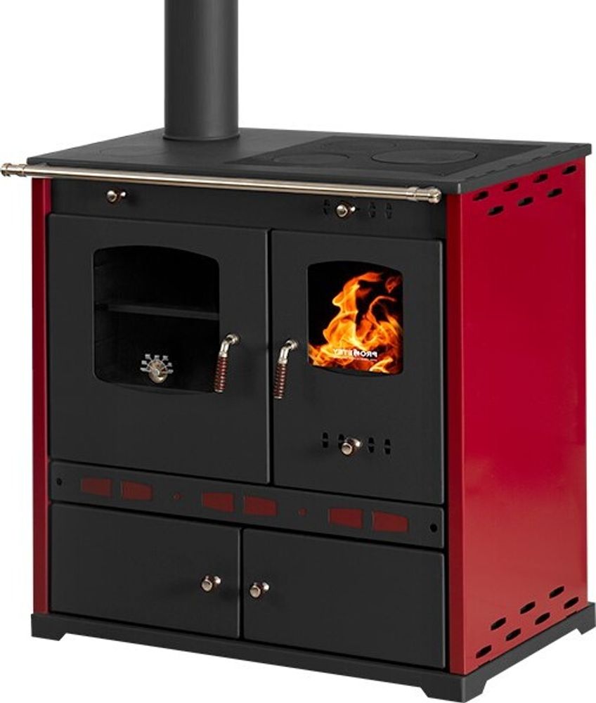 Kaminofen mit Backfach und Herdplatte Perfect Lux Eco Holzofen 7.5kW Kamin Ofen Dauerbrandofen Werkstattofen Schwedenofen Hüttenofen Heizofen L