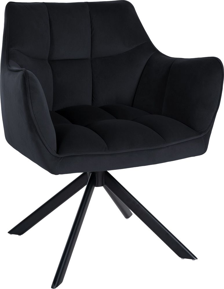 CLP Esszimmerstuhl drehbar Swing, Küchenstuhl mit Armlehnen und Rückstellfunktion schwarz Gestell Farbe schwarz