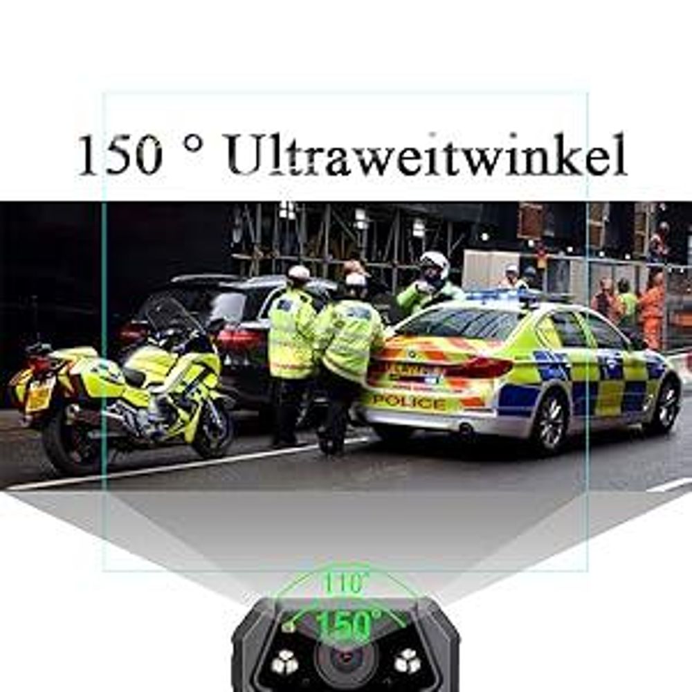 Retevis RT77 Körper Kamera Mini HD 1080P 21MP Polizeikamera getragen Videokamera 150°Blickfeld Sicherheit IR Nachtsicht 2650mAh IP54 Body-Cam(16GB)