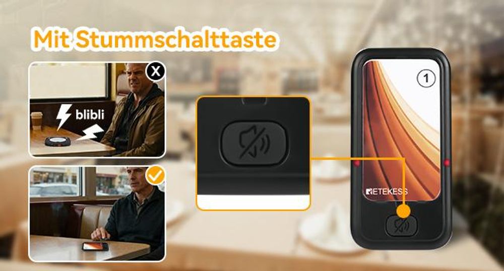 Retekess TD173 Restaurant Pager System, 20Pagers, 500M Pager Rufsystem, 7 Rufmod, 24H, Pager Pieper für Food Court, Hotel, Café, Bar, 998 Kanäle