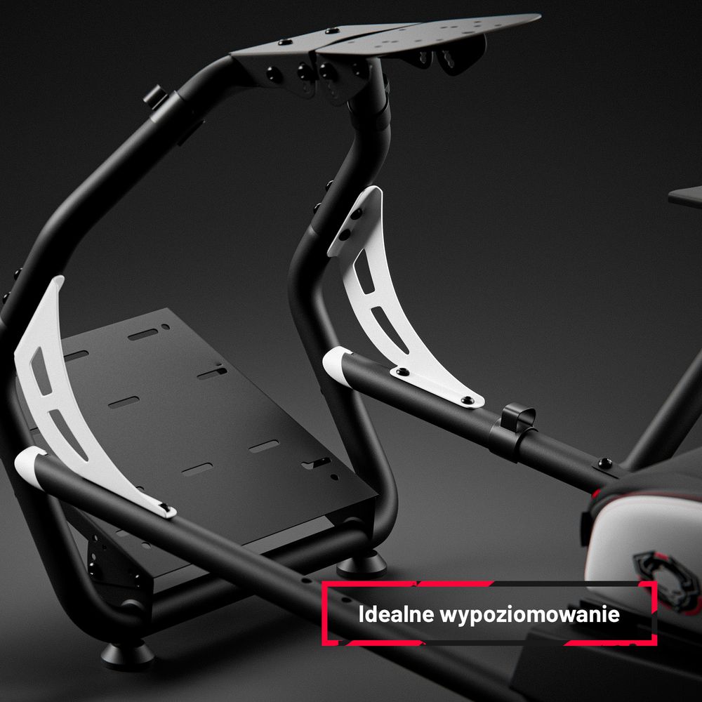 DIABLO Fotel Do Grania na Kierownicy Do Simracingu | Regulowany Funkcjonalny Udźwig 100 kg Uchwyty Na Kable | X-Drive Biało-czarny