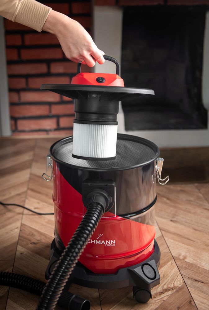 LEHMANN Haddo Aspirateur Industriel, Aspirateur à Cendres pour Cheminée, Réservoir 20 L, Filtre HEPA, Fonction Soufflerie