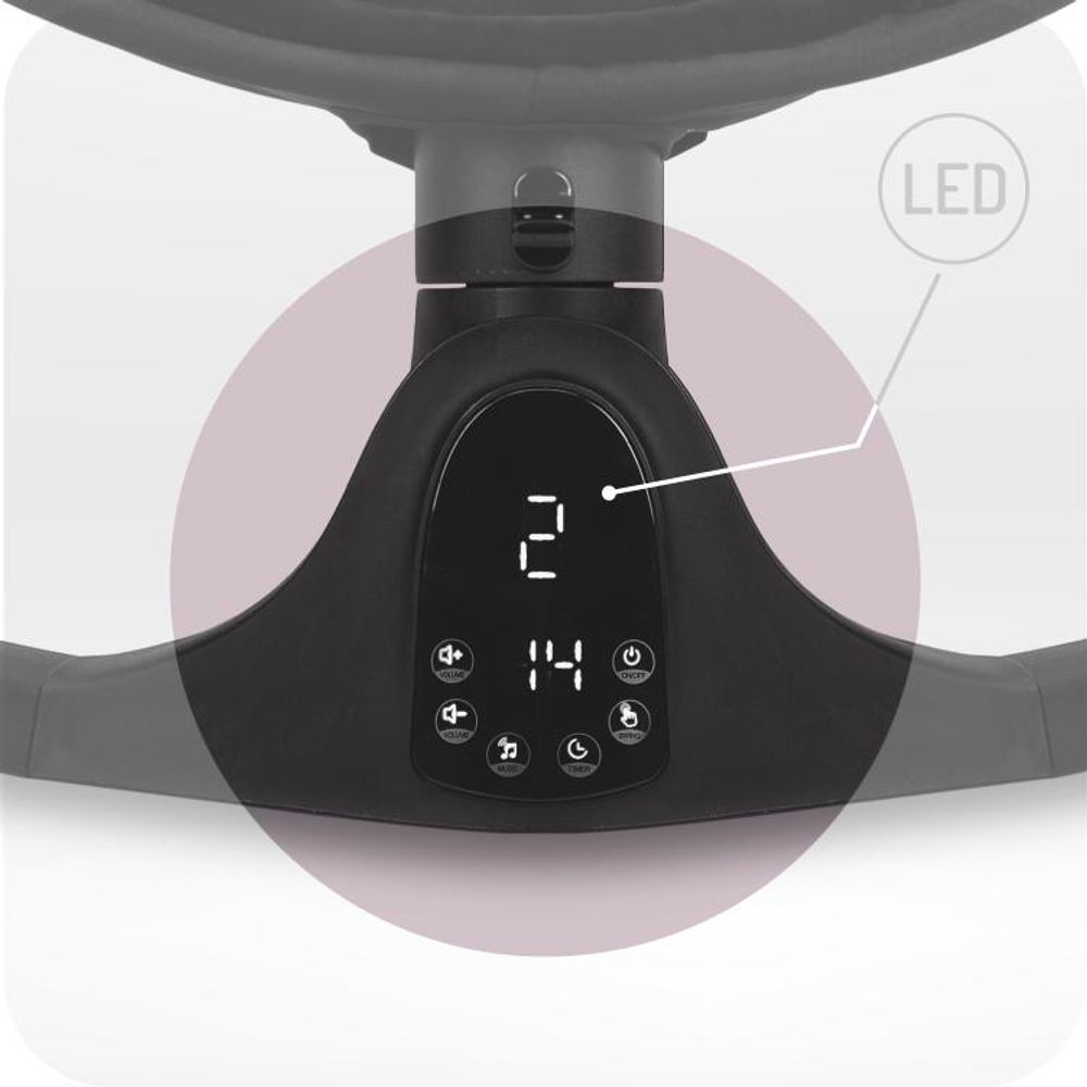 MoMi KENANI ONYX – Elektrische Babywippe mit Bluetooth, Fernbedienung, LED-Display & 5 Stufen, inkl. Spielzeug – Schwarz