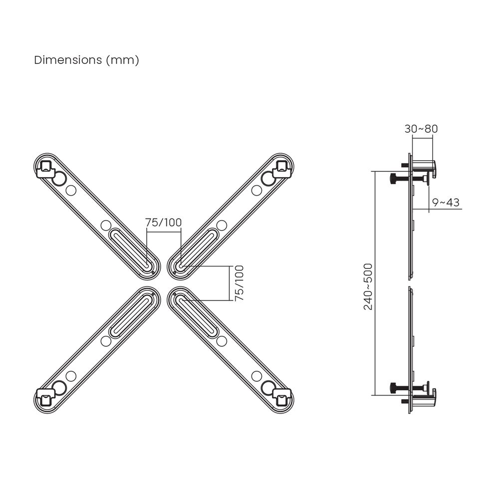 VESA Adapter für Bildschirme ohne Löcher im VESA-Standard Maclean, schwarz, 17"-32" 10kg max MC-990