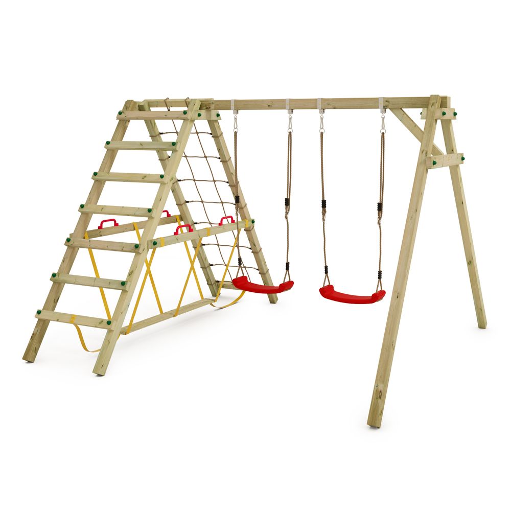Kinderschaukel Wickey Smart Hike mit Kletteranbau und Schwebebalken in Rot