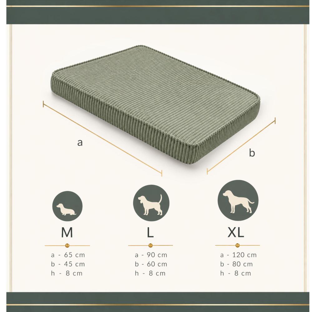 HUNDEBETT HUNDEKISSEN HUNDEMATTE CORD XL 120x80 CM Hellgrün