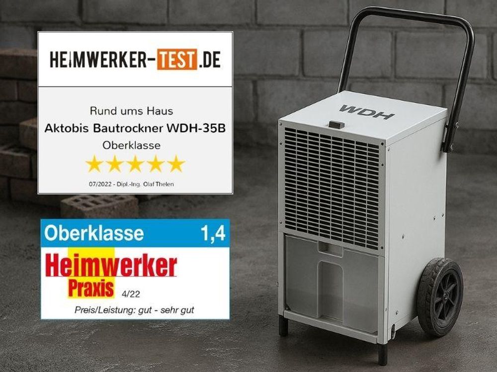 Bautrockner WDH-35B - 42l/24h - bis 65m2 - Geeichter (MID) Stromverbrauchszähler - Aktobis