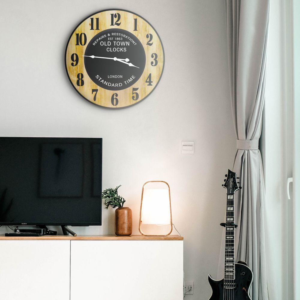 Große Wanduhr Holz Design Atmosphera Wanduhren 50 cm Durchmesser Quarzuhrwerk Wohnzimmer Home Büro Office Uhrwerk Wand Decoration Retoo