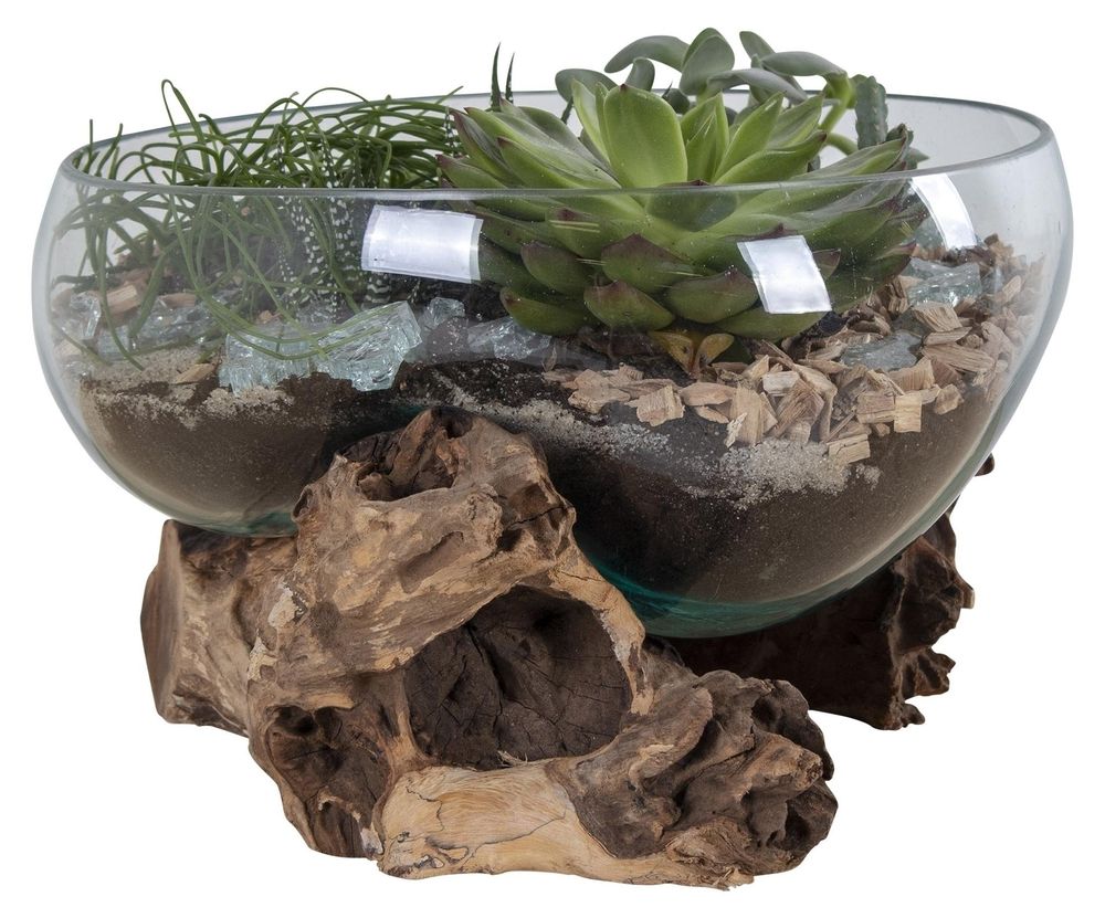Dekoschüssel San-Marino – Dekoschüssel mit massivem Teakholz und Glas-Stahl-Details