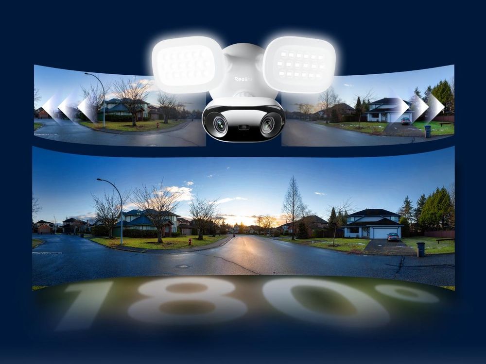 Reolink Elite Pro Floodlight PoE, 16MP 180° PoE Dual-Objektiv Flutlicht überwachungskamera Outdoor, 2800 Lumen, KI-Videosuche, Smart-Erkennung