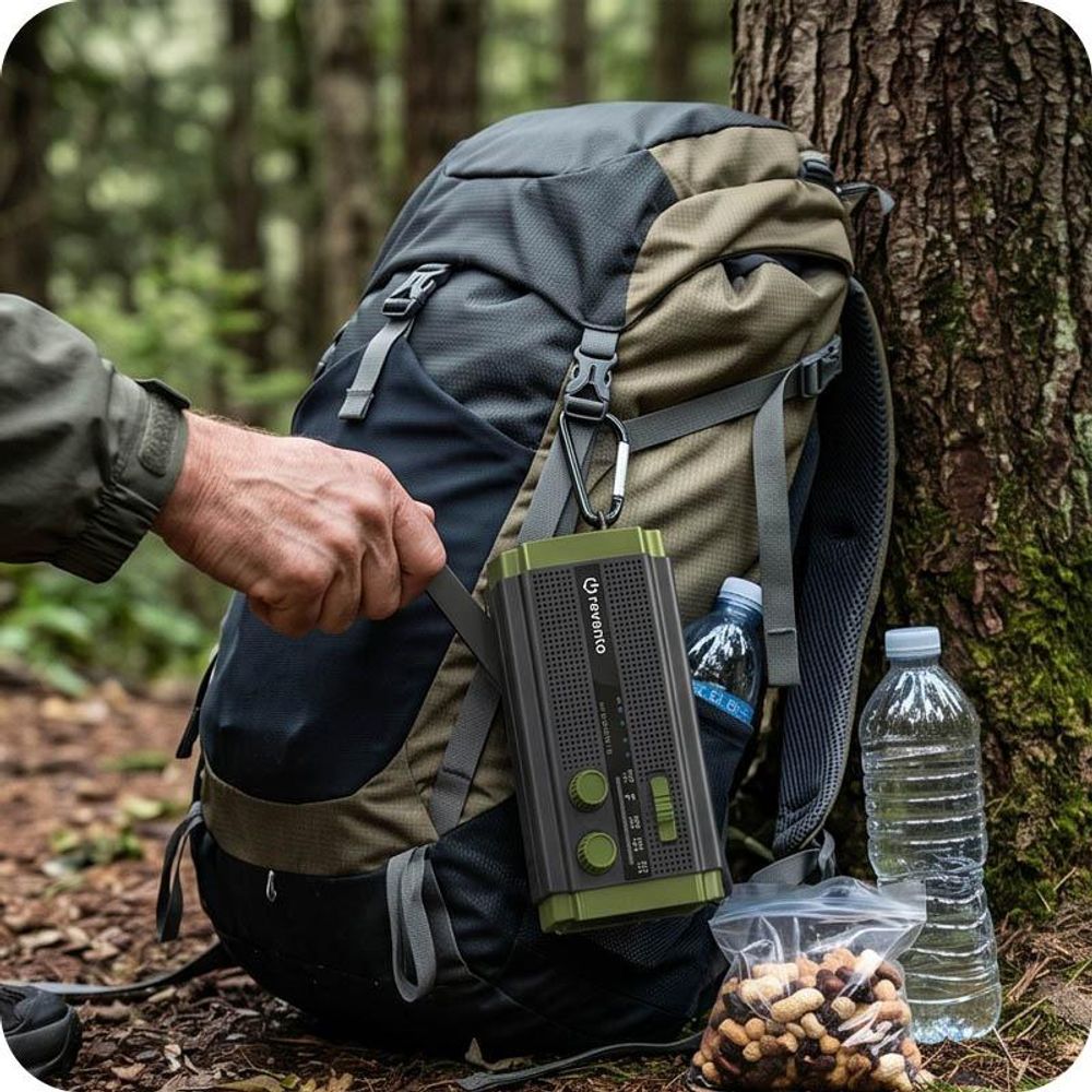 REVENTO® Ratunkowe radio solarne na korbkę, awaryjne radio z lampką LED, powerbank na smartfona 5000 mAh