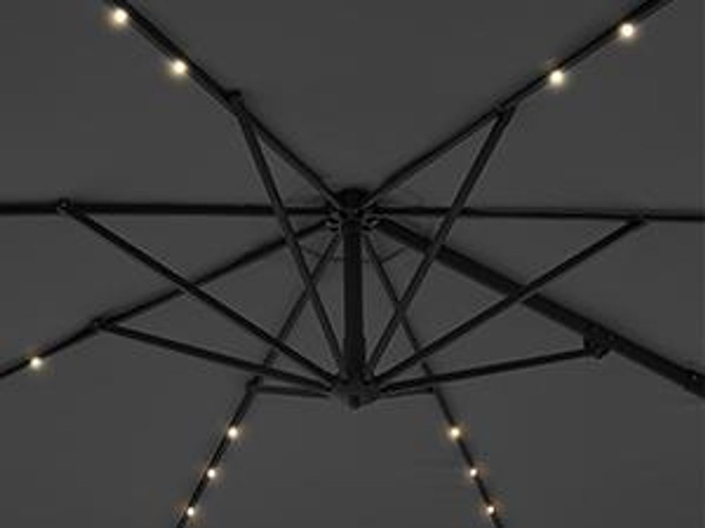 SONGMICS Sonnenschirm, ∅300 cm, 28 Solar-LED-Leuchten, UPF 50+, um 360° drehbar