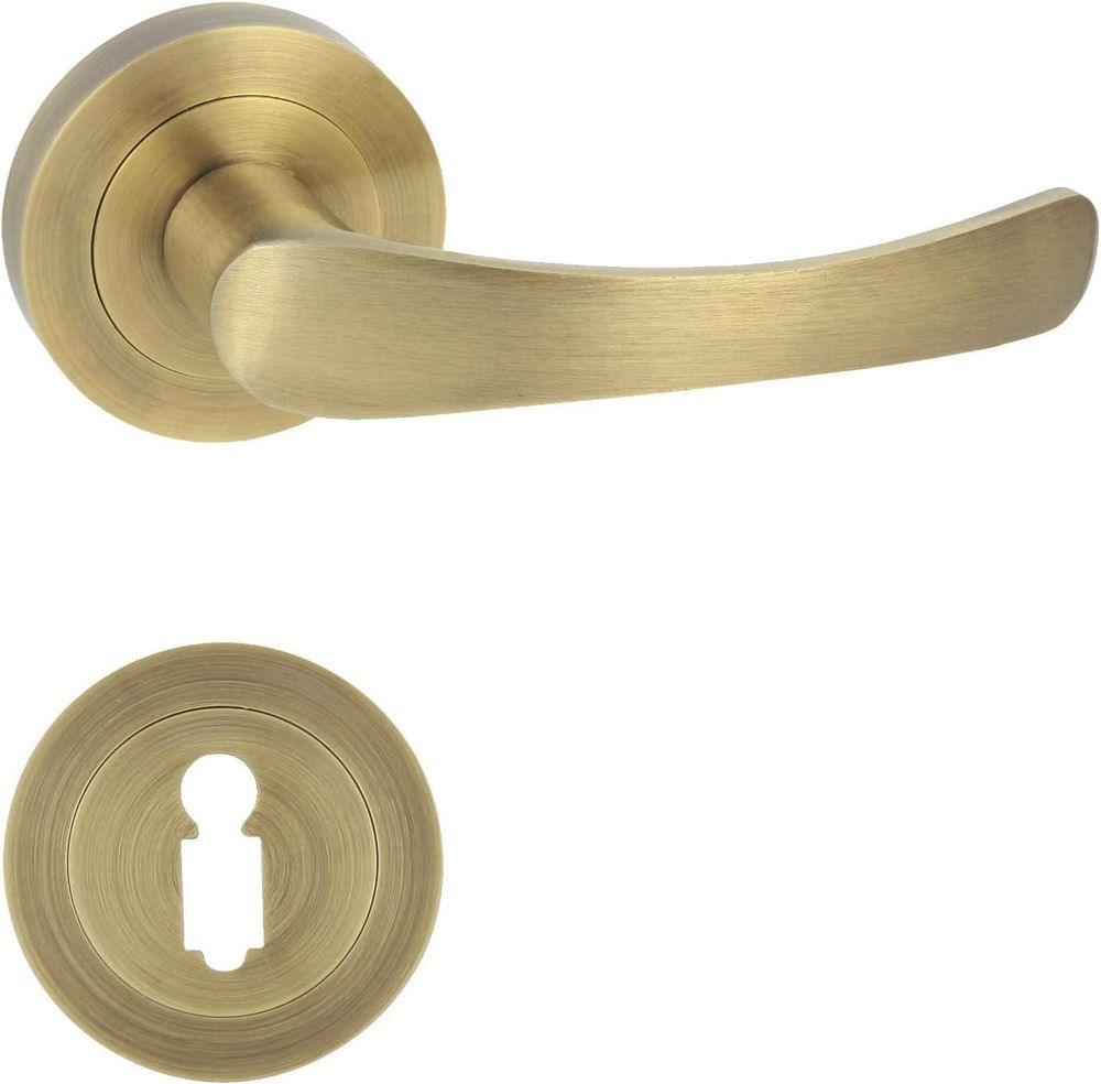 DOMINO Türgriff Drückergarnitur BB-Buntbart Set | Rund-Rosette | Türklinke für Bürotür, Kellertür & Innentür | aus Aluminium | Bronze Farbe| NOVA-R M3