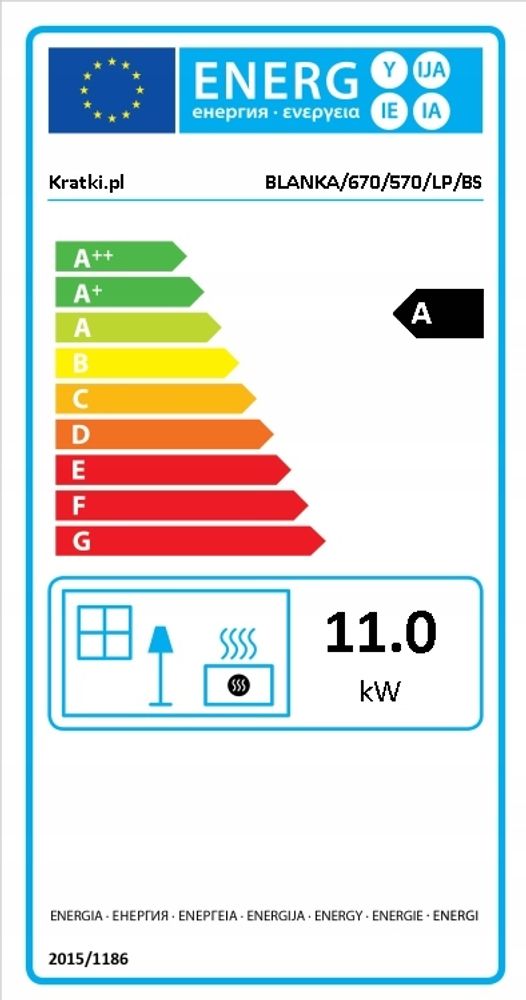 Kamineinsatz aus Stahl KRATKI BLANKA links rechts 11 kW Ø 180