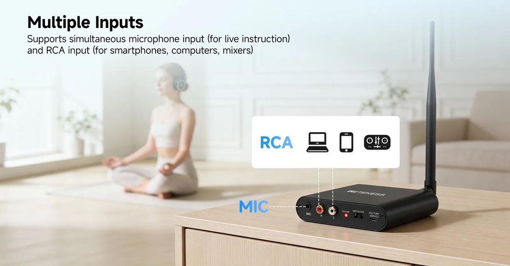 Retekess TA004 Słuchawki na silent disco, bezprzewodowe słuchawki, 200M, jakość dźwięku HIFI, 20 słuchawek, zestaw słuchawkowy na Zajęcia jogi imprezy