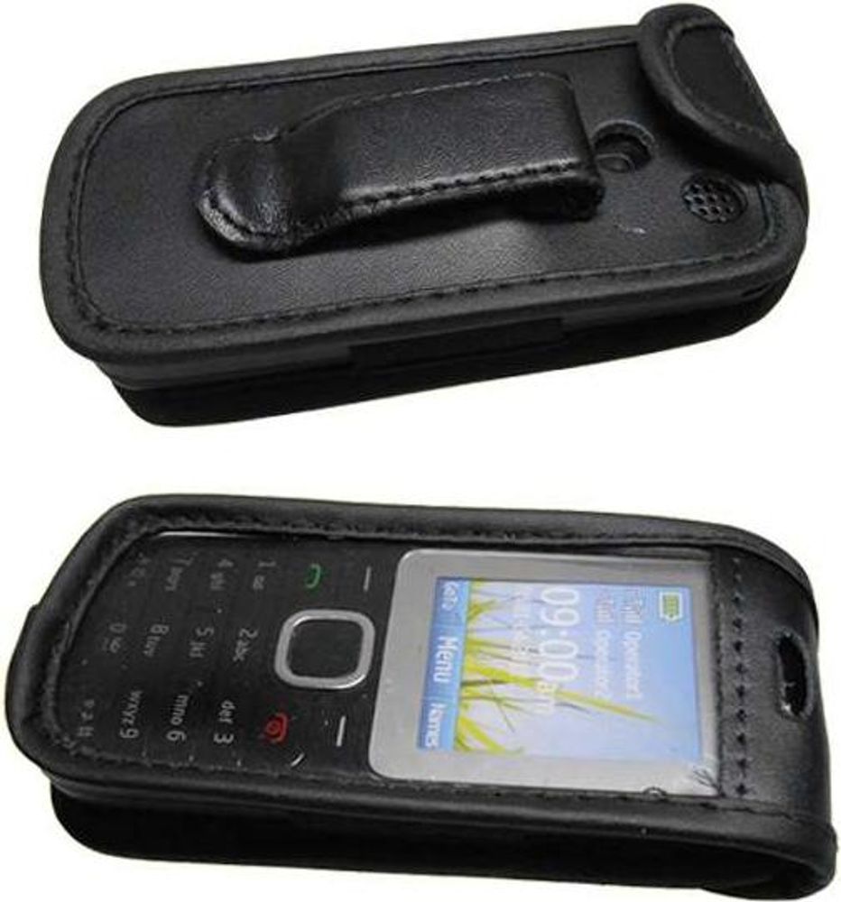 caseroxx Ledertasche mit Gürtelclip kompatibel mit Nokia C2-00 aus Echtleder, Tasche mit Gürtelclip und Sichtfenster