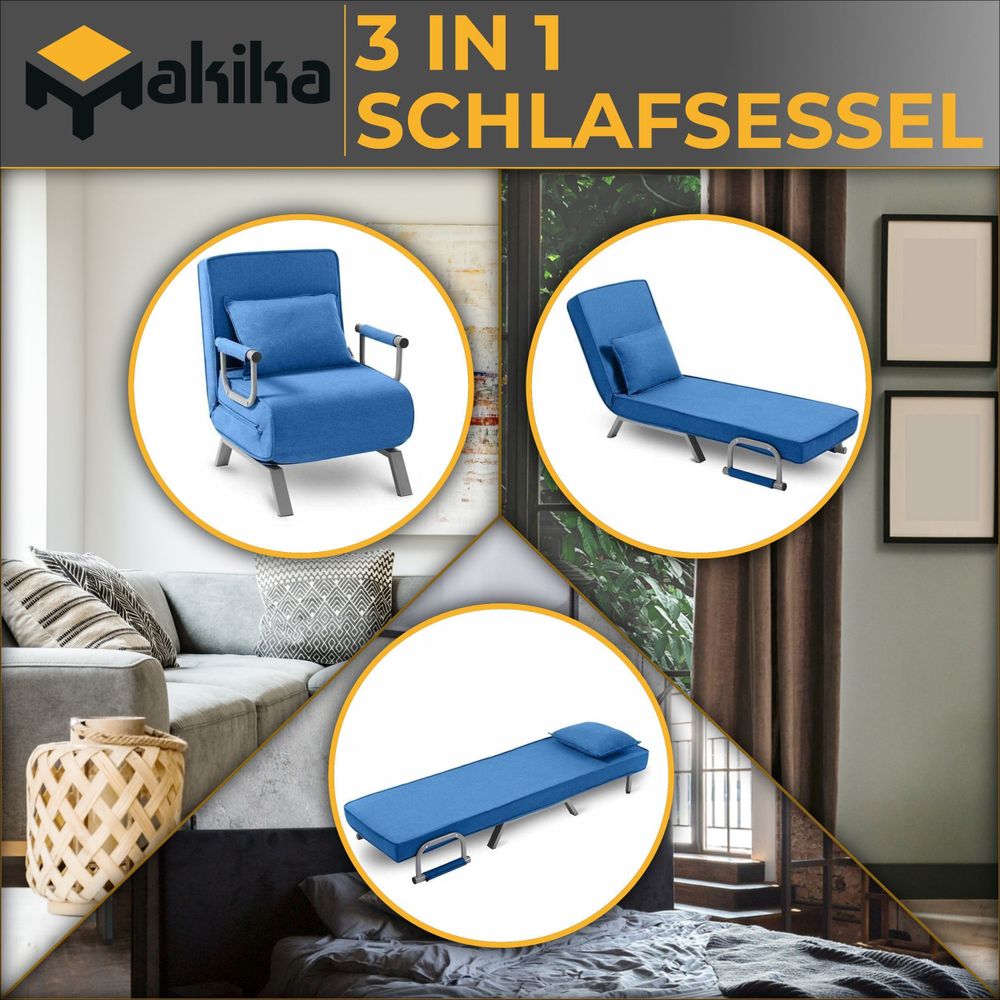 Makika Schlafsessel Schlafsofa Ted klappbar in Blau