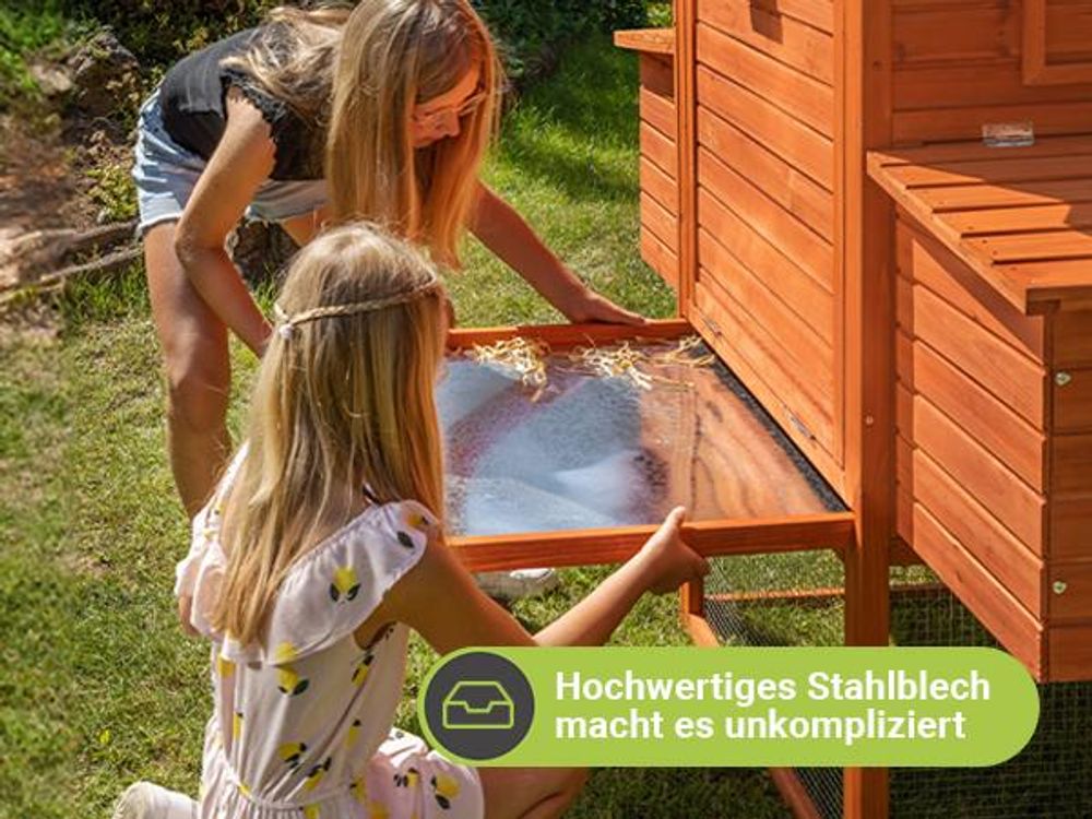 MyAnimal Hühnerstall XXL MH-22 | Für 8 Hühner - Hühnerhaus Zweistöckig  - 2 Sitzstangen  - 2 Nistkästen - Eiablage - Freilaufgehege (Braun 2.0)