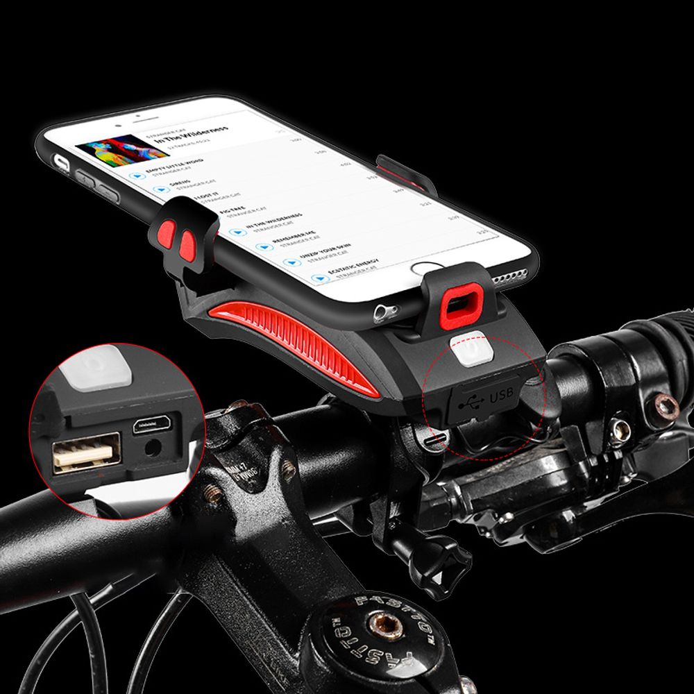 Fahrrad Handyhalterung mit LED Lampe Universal Bike Halterung Smartphone Lenker Halter für Handy Smartphone 360° Drehbar Schwarz Motorrad Scooter iPhone Samsung Retoo