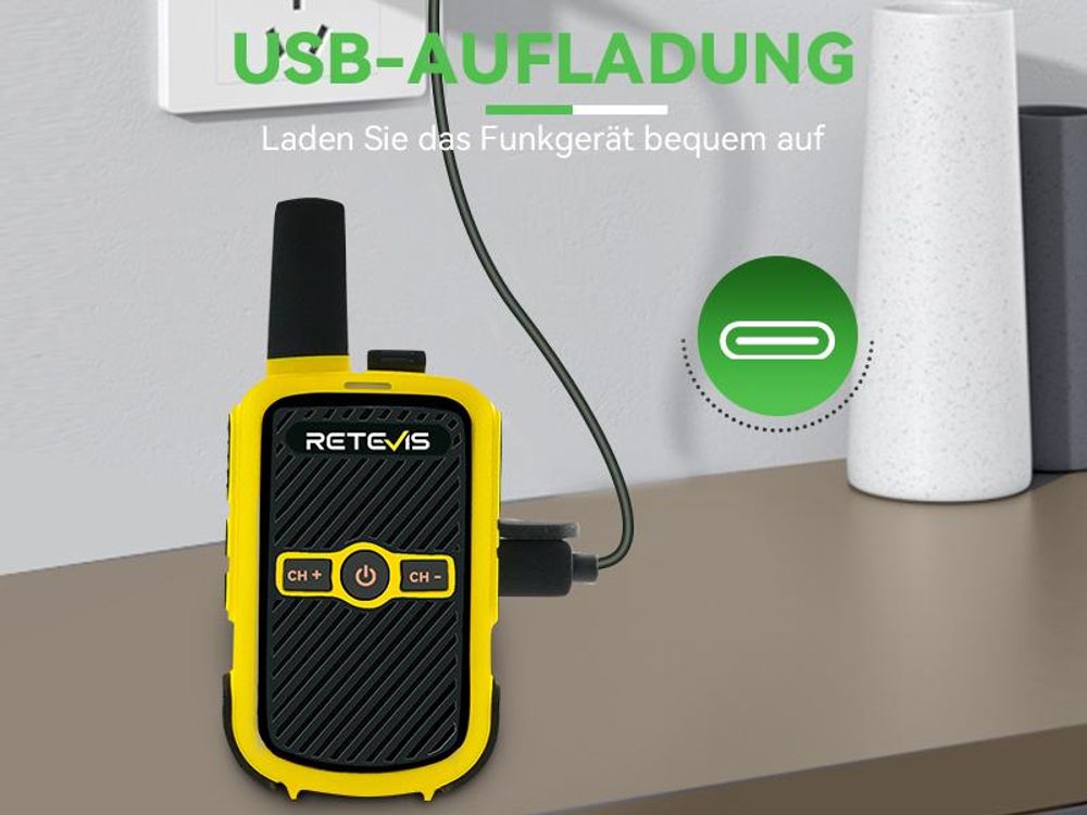 Retevis RT15 Walkie Talkie Kinder, PMR446 Funkgeräte, Freisprech VOX, Mini, 1000 mAh Li-Ionen-Akku, für Campingspiele, Schule, Hausspiele, Urlaub