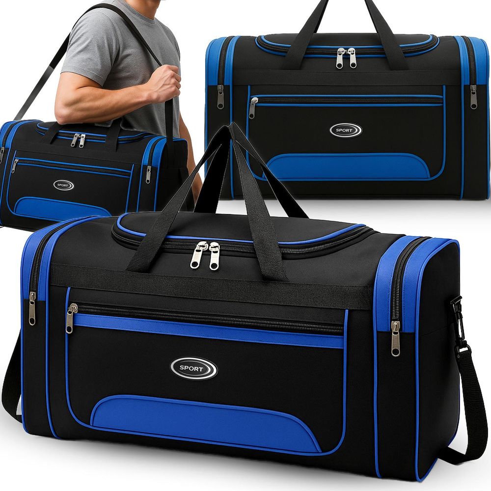 Sporttasche Sport Tasche Fitness 60 cm Reisetasche Fitnesstasche Gym Umhängetasche Arbeitstasche Damen Herren Jungen Mädchen Schwarz Retoo