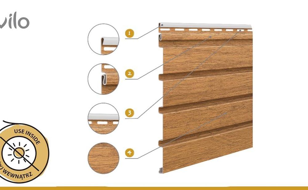 VILO Kunststoffpaneele FRONTO - Deckenpaneele für Wand und Decke - UV-beständig - einfache Klick-Montage - Eiche, Lange 2,95 m, 10 Stück