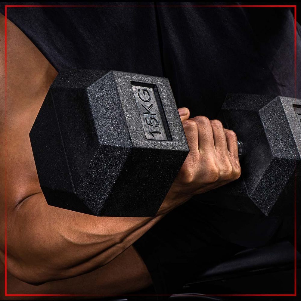 Miweba Sports Hexagon Kurzhantel 2er Set HGH100 | Gusseisen Hantel - Krafttraining - Workout - Fitnesstraining - Gewichte - Gymnastikhanteln (2,5 kg)