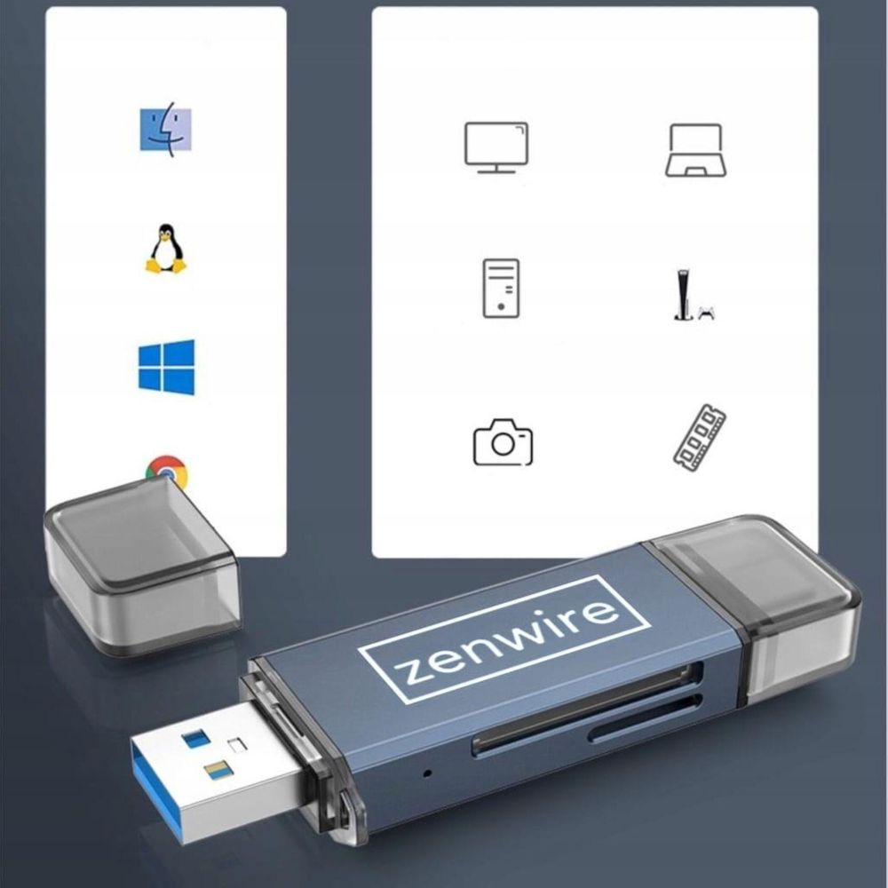 SD-Speicherkartenleser - USB 3.0 USB-C - Adapter - 4-in-1 - SD + MICRO SD TF 5 Gb/s bis zu 2 TB