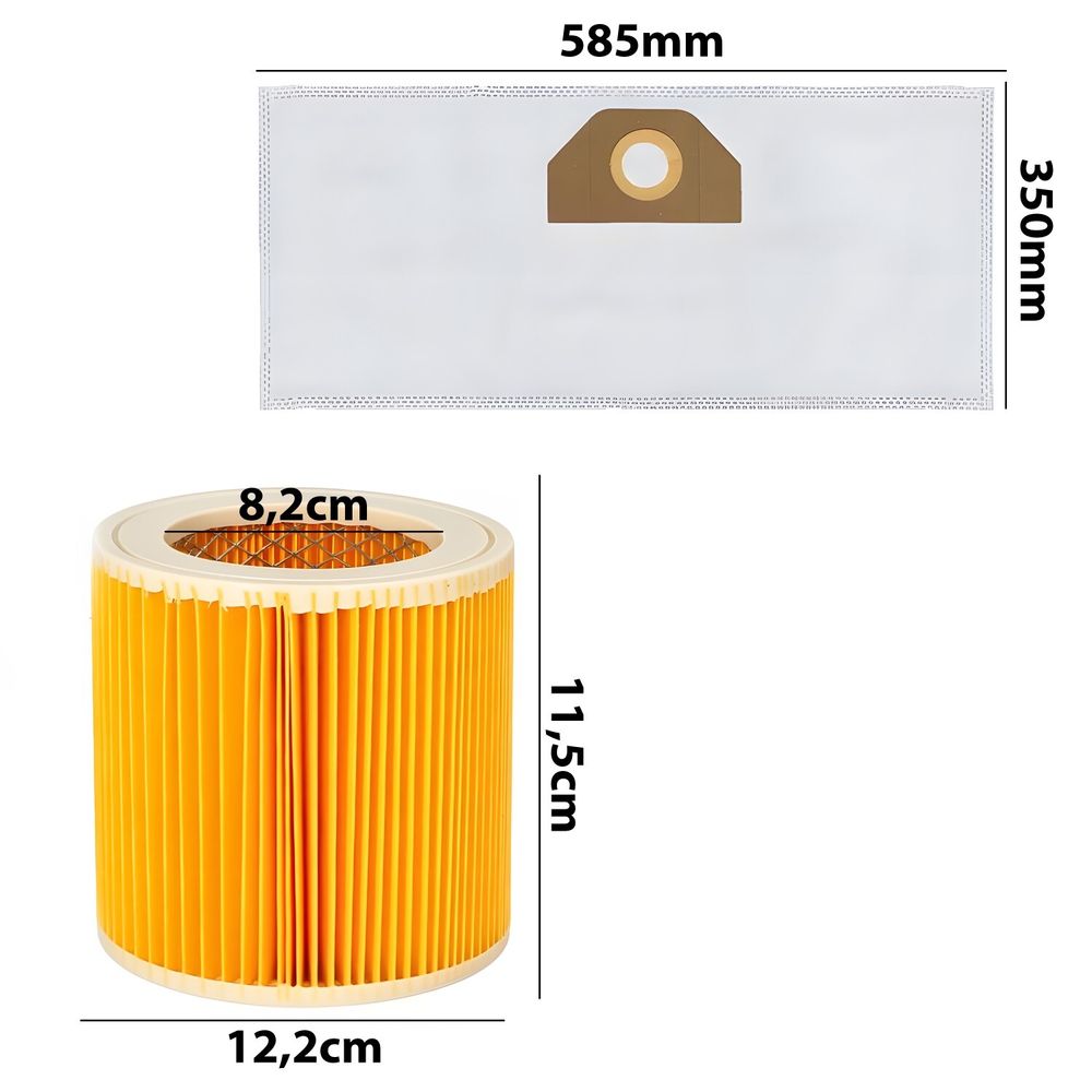 10 Staubsaugerbeutel mit 1 Filter geeignet für Kärcher KFI 357 KFI357 KA 40 2.863-314.0 WD2 Plus WD3 WD3s WD4 WD5 WD6 Ersatz Retoo
