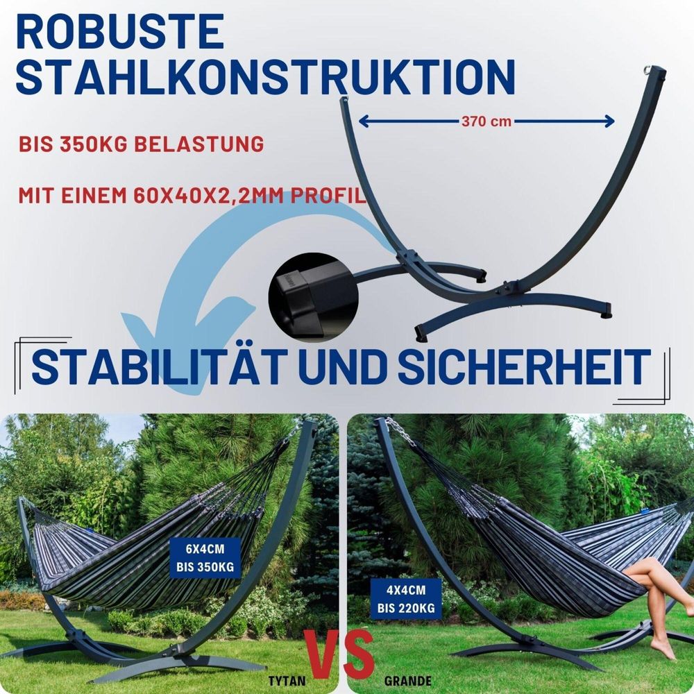 Potenza Outdoor Hängematte mit Tytan Gestell für 2 Personen