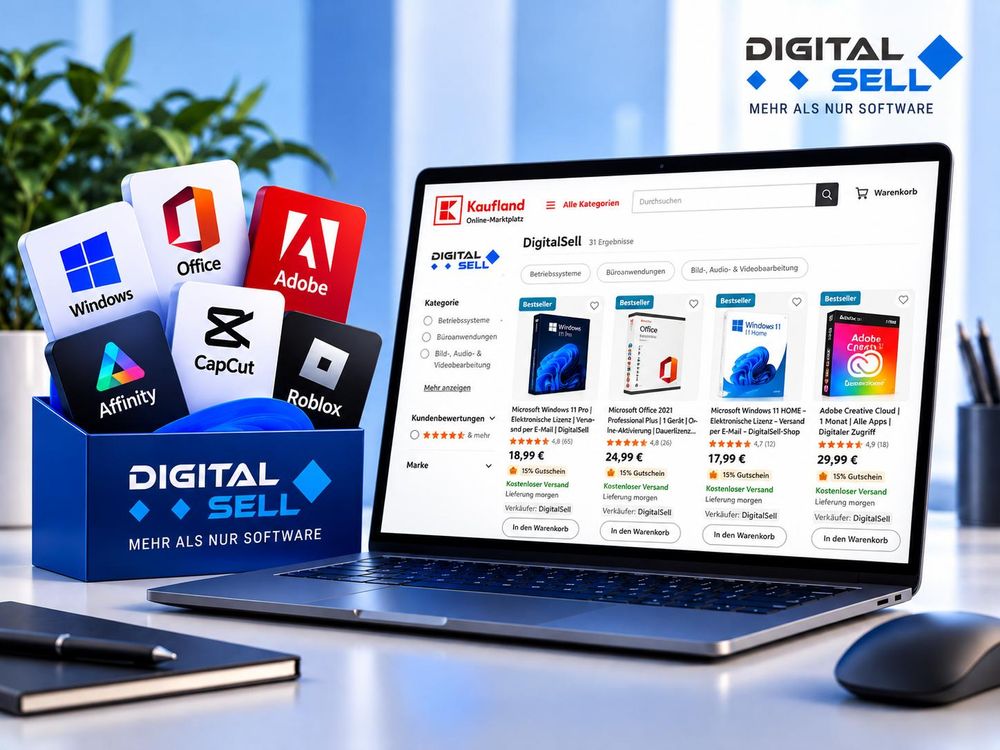 DigitalSell Software-Angebot auf Kaufland mit Windows, Office, Adobe und weiteren Produkten.