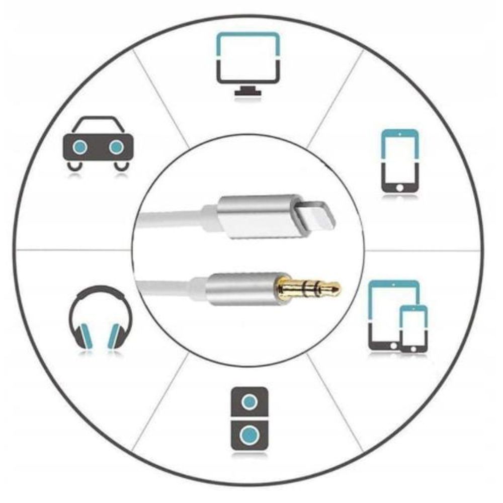 Kabel - przejściówka z gniazda Lightning na gniazdo słuchawkowe 3,5 mm - mini Jack - przejściówka audio - 1 m - do iPhone iPad
