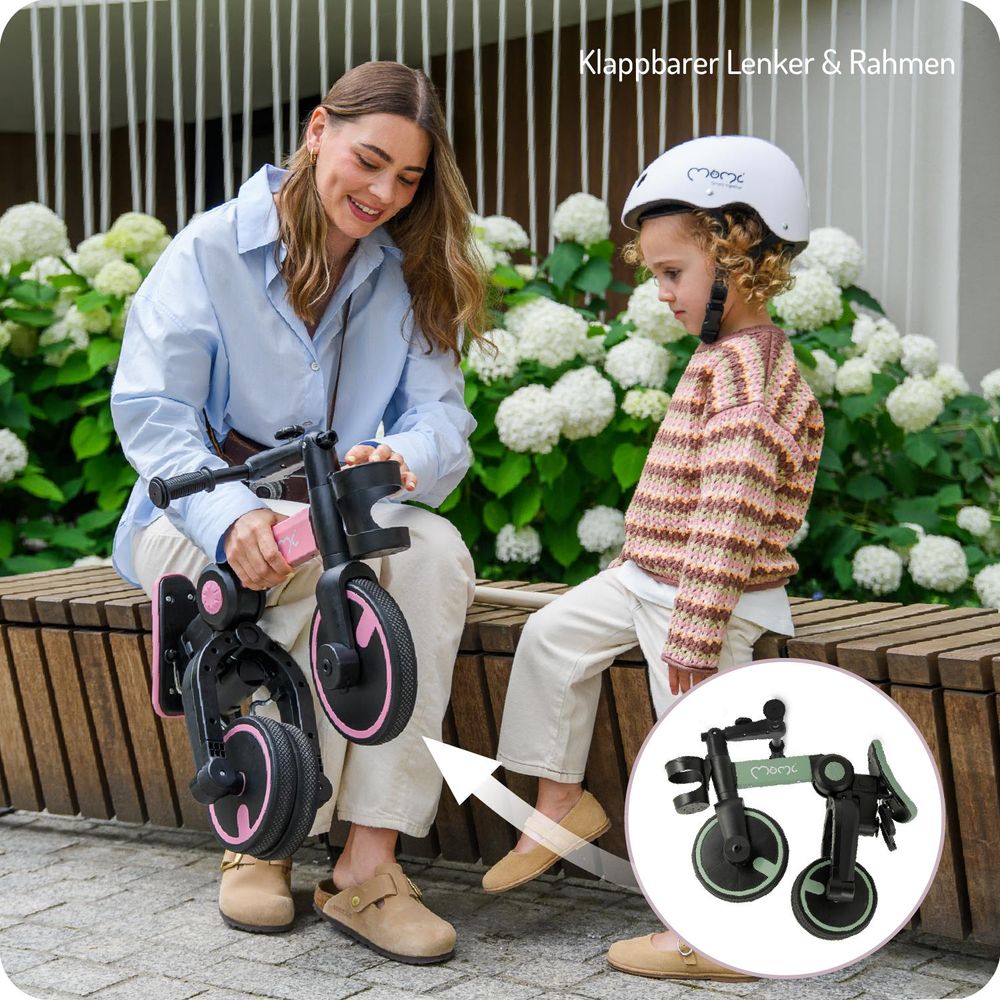 MoMi FILO 3-in-1 Kinderdreirad – klappbar per Knopfdruck, höhenverstellbarer Lenker und Sattel, für Kinder ab 1 Jahr