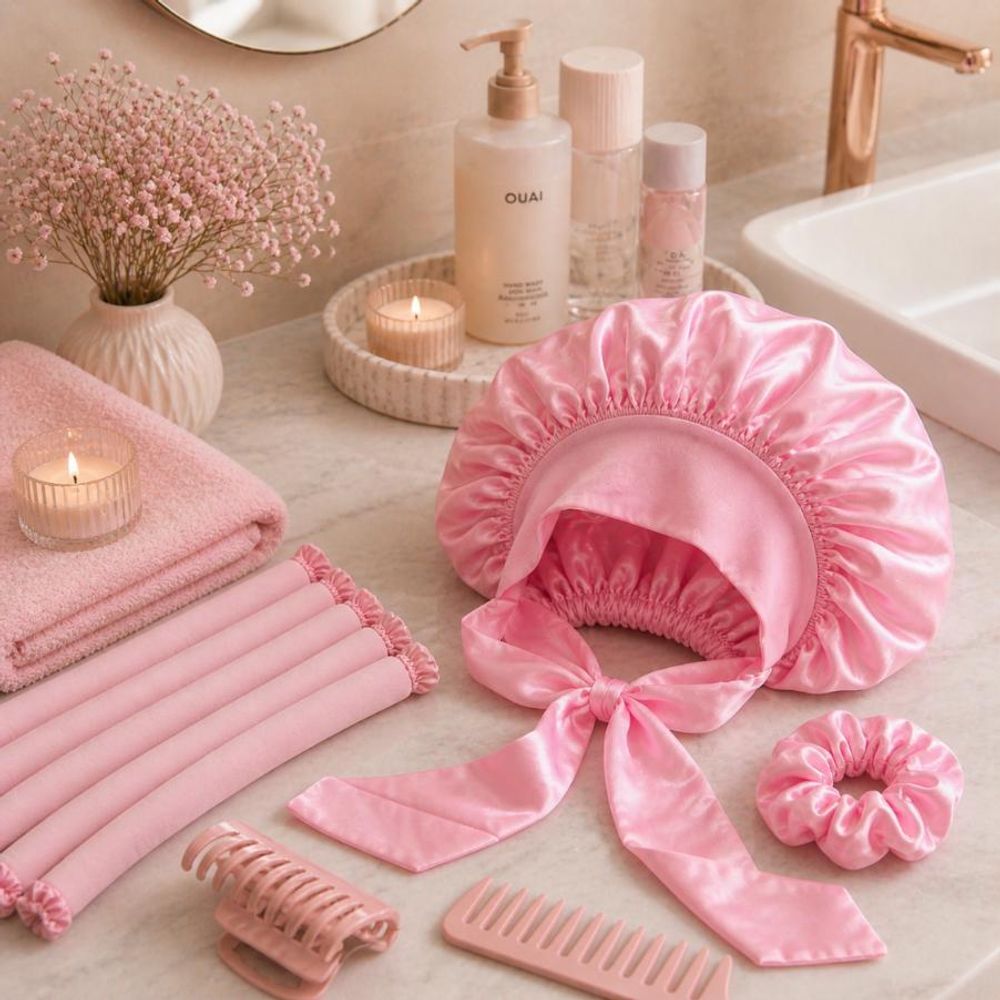 Strähnenhaube rosa zum Binden - Friseurhaube für Strähnchen