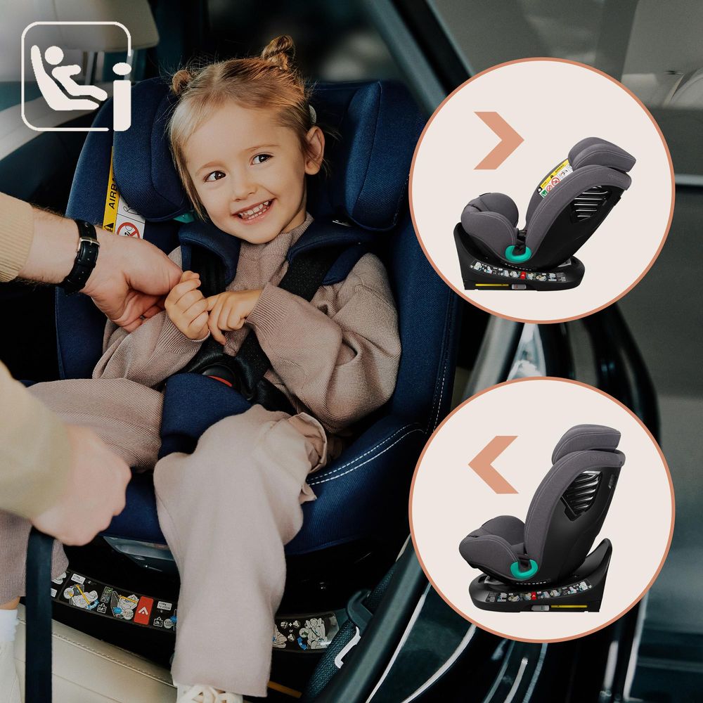 Lionelo Autokindersitz Bastiaan One i-Size, ab Geburt bis 12 Jahren, ab 0 kg bis 36 kg, Dri-Seat, 360 Grad - Grey Stone