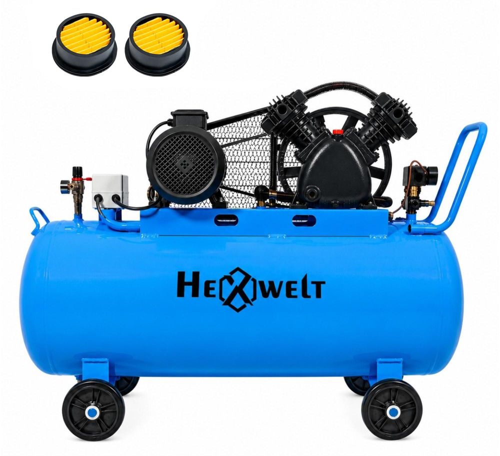 Compresseur à Huile HEXWELT 200L 5500W 8 Bar 730L/min Compresseur d’Air 2 Cylindres 230V