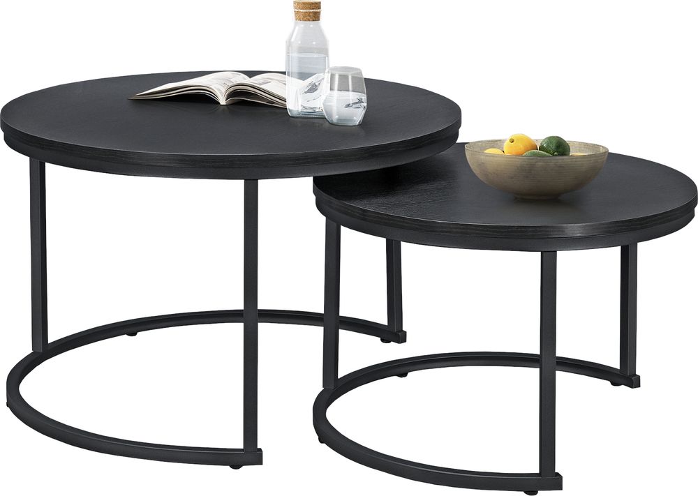 Couchtisch ’Christchurch’ 2er Set Satztisch Metallgestell Schwarz
