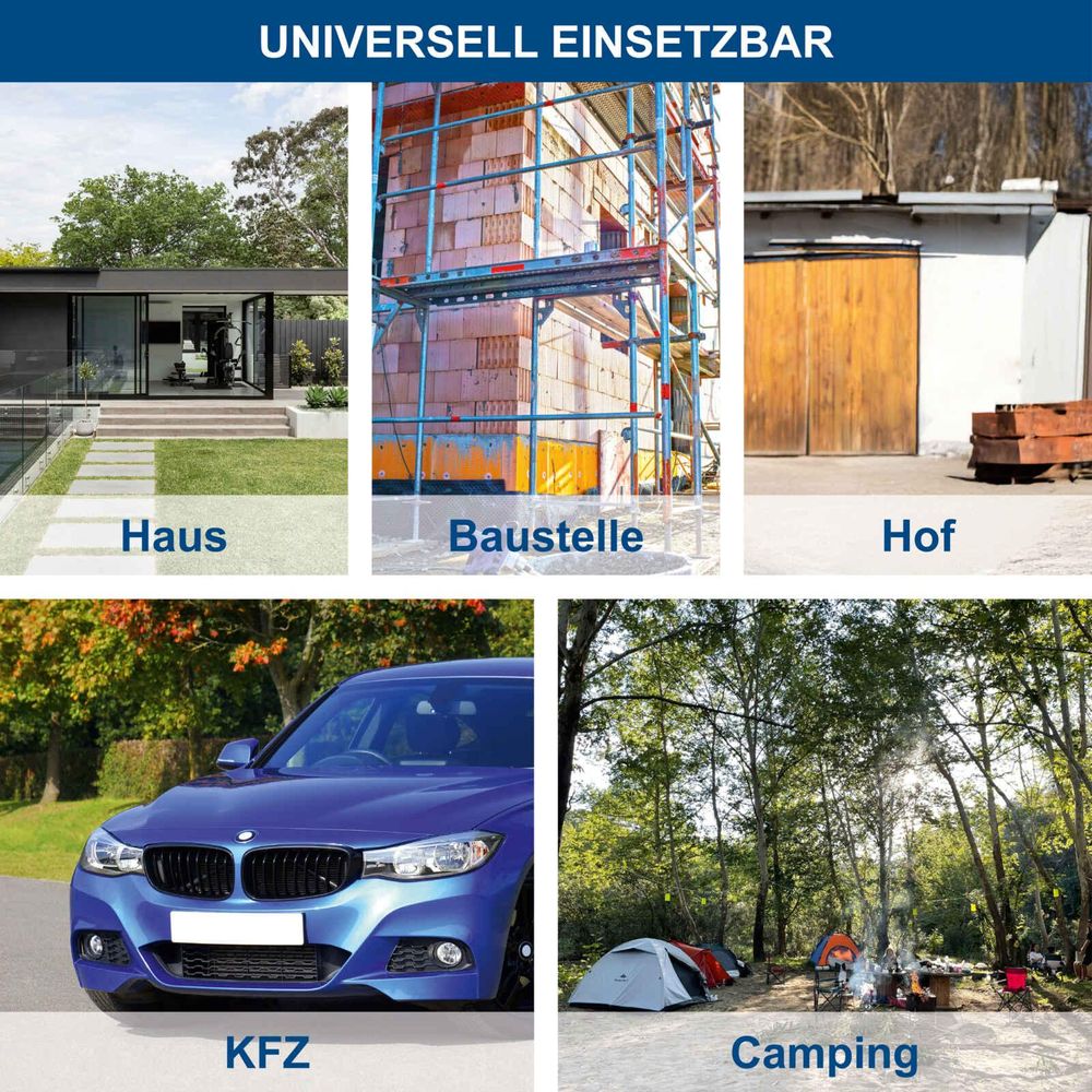 Das Bild zeigt die Anwendungsmöglichkeiten des Werkzeugkoffer von Scheppach.
