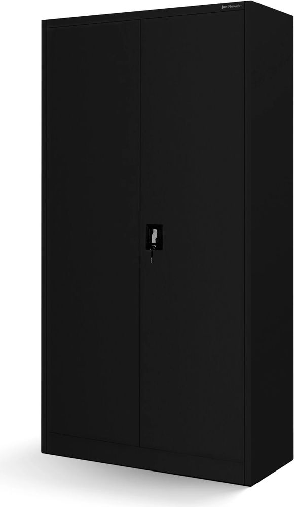 Jan Nowak Werkzeugschrank TC01A Werkstattschrank Garagenschrank Universalschrank Lagerschrank Pulverbeschichtet Flügeltüren Stahlblech 180 cm x 90 cm x 50 cm (Schwarz)