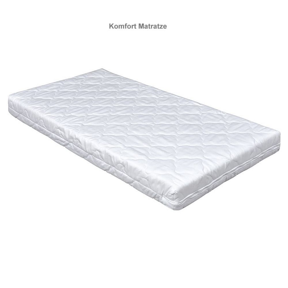 Baby-Delux Babybett Kinderbett Max 2in1 weiß 60x120 Kiefermassivholz, Komfort Matratze, Lattenrost, Beißschienen zum Schutz