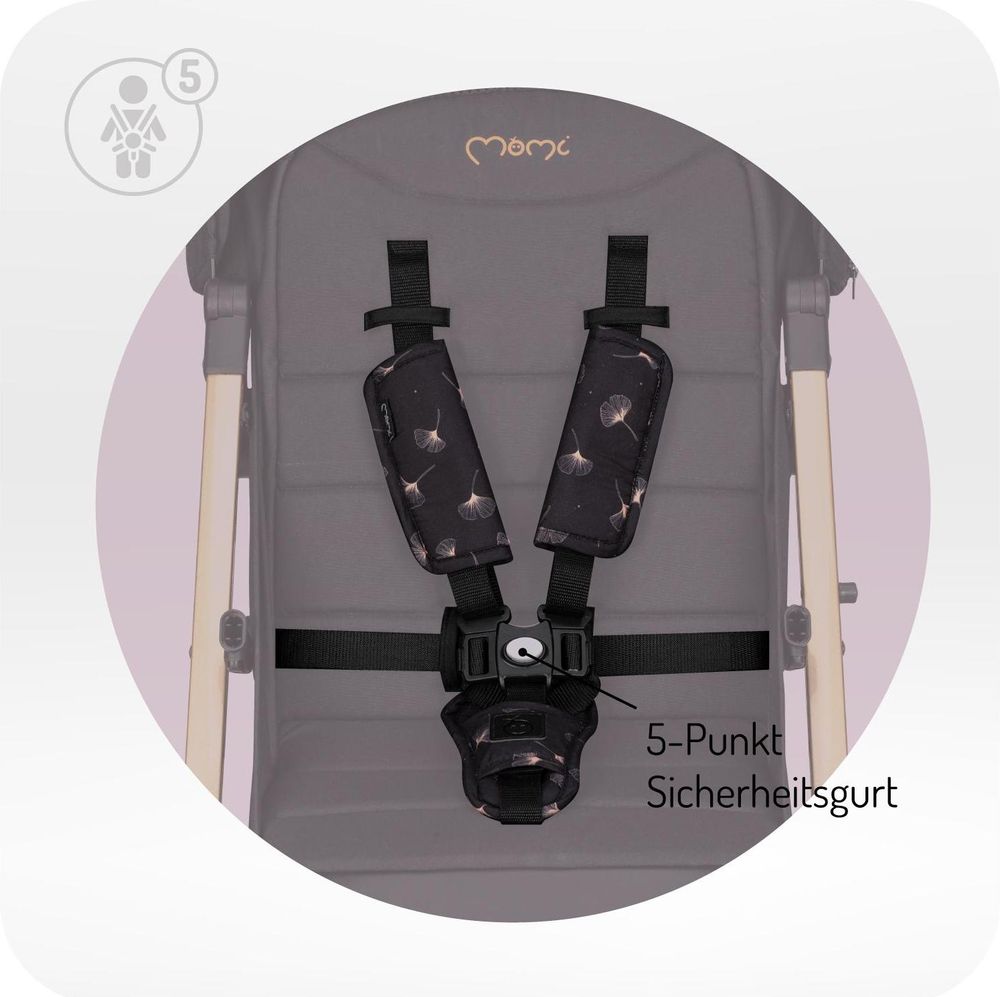 MoMi ESTELLE DAKAR Buggy Kinderwagen bis zu 22 kg - Leicht, Moskitonetz, Fußsack und Regenschutz - Schwarz