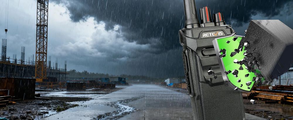 Retevis RT648 Funkgeräte set, Walkie Talkies mit USB Ladestationen, IP67 Wasserdicht, 1200mAh Batterie, Notfallalarm, VOX, Squelch, CTCSS / DCS, für Familienaktivitäten (2 Stück, Schwarz)