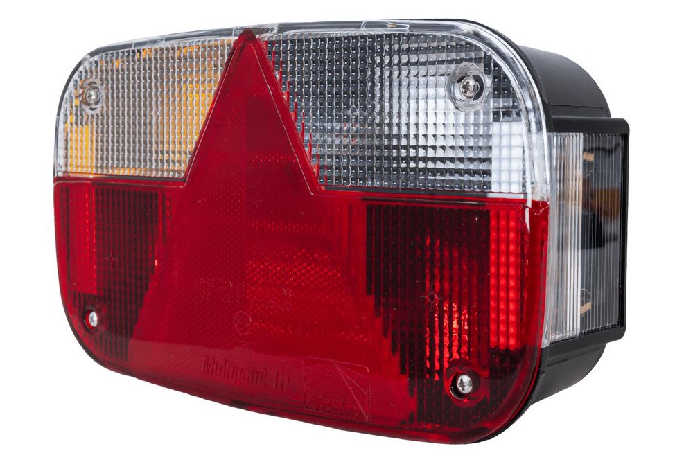ASPÖCK Multipoint III Rückleuchte links 8 Funktionen 12 V 244 x 138 x 60 mm IP64 Bajonett 8-Pin E4 ADR Zone 2 für Anhänger und Bus