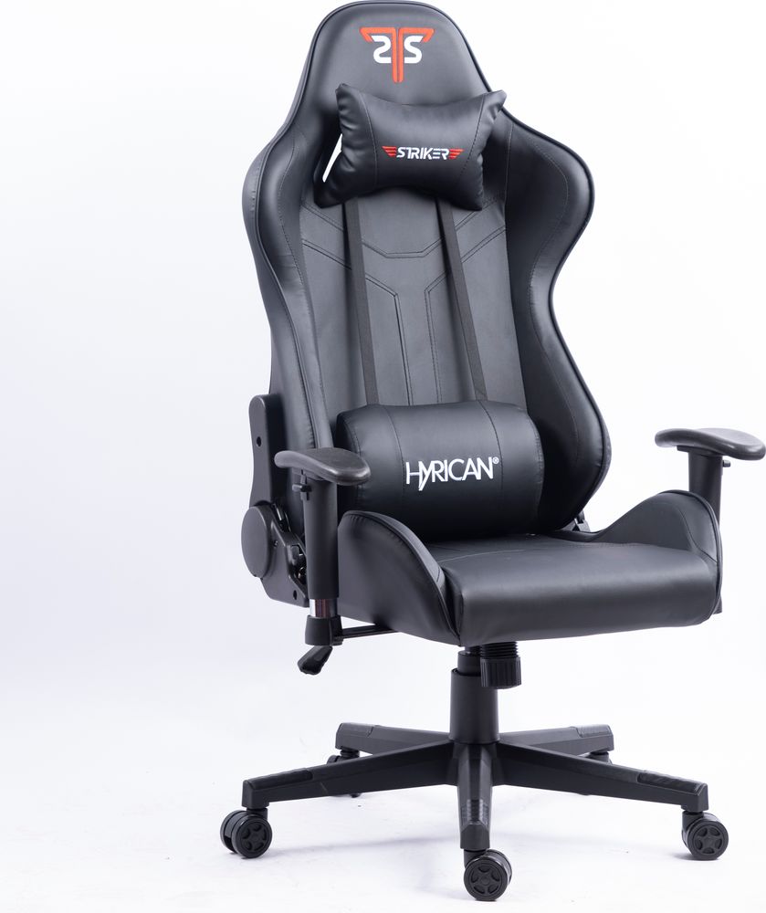 Hyrican Striker WZ603 Copilot Gaming Stuhl, Kunstleder, 2D-Armlehnen, Stahlrahmen, Schwarz/Schwarz