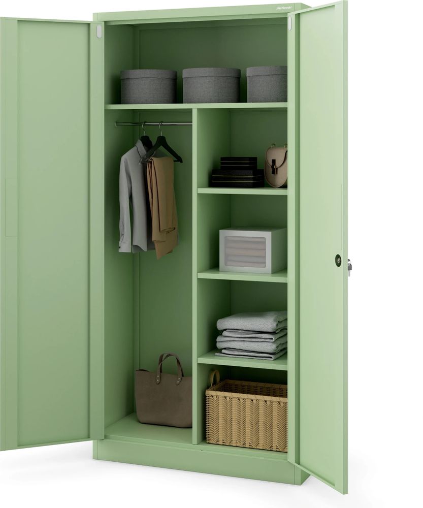 Metallschrank C34 Aktenschrank Werkzeugschrank Umkleideschrank Spind Flügeltüren Kleiderstange Pulverbeschichtung Metall Abschließbar 185 cm x 90 cm x 45 cm (H x B x T) Farbe: Pastellgrün